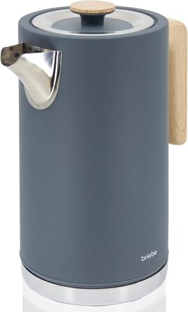 Тостер Briebe Nordic Set з водоваркою 1.7л, 2 відділення, 6 режимів підсмажування, сірий, BPA-free