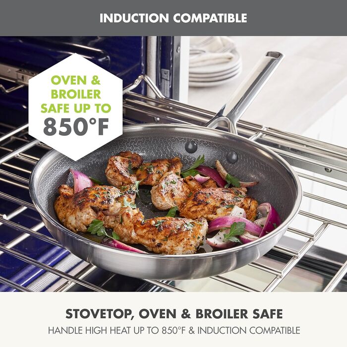 Набір сковорідок GreenPan Hybrid, 24.1 та 27.9 см, з антипригарним покриттям, нержавіюча сталь, тришарові, з керамічним покриттям Thermobond PFAS-free, сумісні з індукцією та всіма типами плит, термостійкі до 260°C