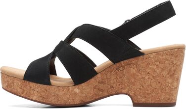 Босоніжки жіночі Clarks Giselle Beach з натуральної замші на танкетці, чорні (40 EU)