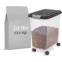 Контейнер для котячого корму Iris Ohyama 30л, чорний, з роликами, BPA-free, для собак та котів