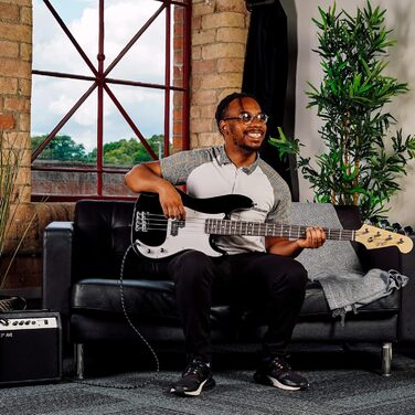 Бас-гітара 3rd Avenue 4/4 E-Bass Set для початківців, з підсилювачем 15W, чохлом, кабелем, ременем, підставкою та запасними струнами – синьо-чорний колір