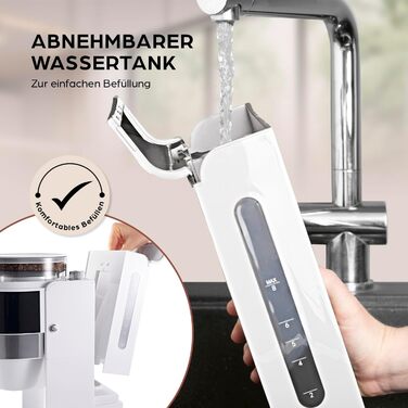 Кавомашина Barista Filterkaffeemaschine з регульованим млинком та термокружка | Функція підігріву, таймер 24 год та постійний фільтр | Для 10 чашок кави | Кавомашина для зерен та меленої кави [Нержавіюча сталь] (9) Weiß (Pro Design) - Термокружка - з