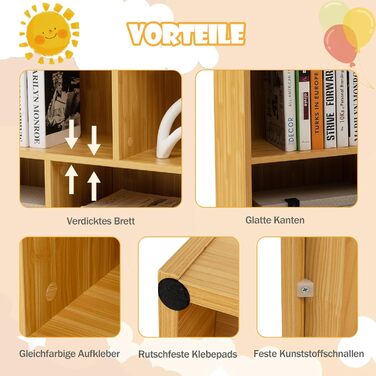 DREAMADE Kids Bookshelf, Toy Storage Bookshelf for Children, Toy Shelf for Children's Room, Playroom and Kindergarten, 111 x 30 x 61.5 cm (Light Natural)