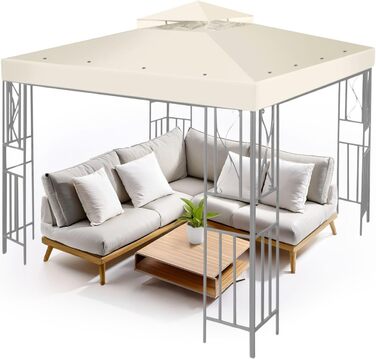 Replacement Gazebo Canopy Cover for Gazebo, 2.5 x 2.5 m, Waterproof Cover - Double-Layer UV30 Cover for Awnings, Garden, Terrace, Patio, Tent (Ivory)