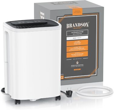 Електричний осушувач повітря Brandson з компресором, 10 літрів, Wi-Fi, з функцією відведення води по шлангу та керуванням через додаток