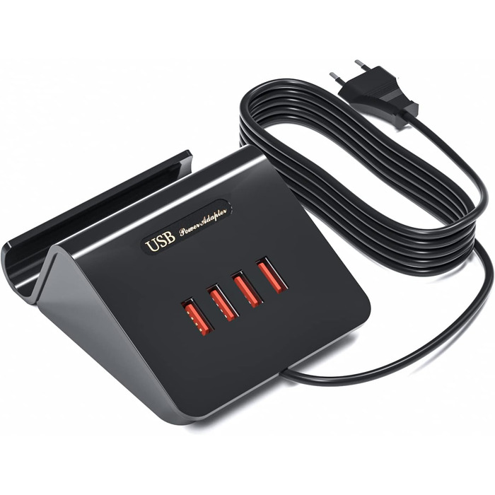 Багатопортова USB зарядка POANES 25W, 4 порти для iPhone, Samsung, LG, Huawei та інших (чорний)
