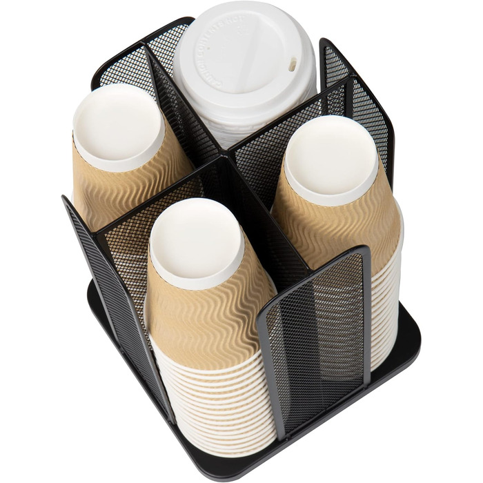 Mind Reader Network Collection, 4-Compartment Cup and Lid Dispenser, Countertop Organizer, Metal Mesh, 8