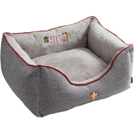 Диван-ліжко для собак HUNTER Hundesofa UNIVERSITY, сірий, розмір S. Зручне ліжко для собак у стилі коледжу, м'яке, з водовідштовхувальним покриттям, знімні подушки, підвищений борт, прання дозволено.