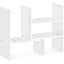 Navaris Acacia Desk Organizer 64x15.5x40 - Desk Shelf Organization System Adjustable - Corner Shelf for Kitchen Office Bathroom Shelf Attachment - Natural (White)