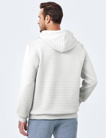 Світшот JMIERR чоловічий з капюшоном, світшот з довгим рукавом у вафельному стилі, повсякденна толстовка, світшот на блискавці з кишенями (білий, XL)