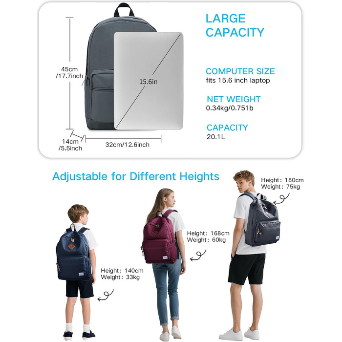 Жіночий рюкзак RAVUO, водонепроникний, для ноутбука 15.6