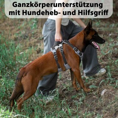 Шлейка для собак Huntboo безпечна від виривання, шлейка від паніки, світловідбиваюча шлейка з ручкою, регульована шлейка для собак маленьких, середніх та великих порід (M) Середня (1 шт.) (Extra груба (1 шт.), Чорна)