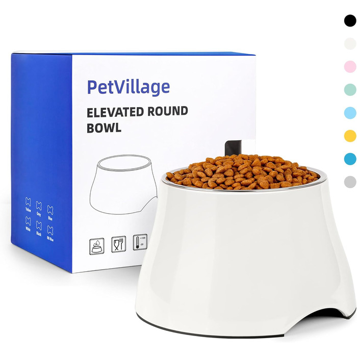 Миска для собак Petvillage, антиковзаюча, з нержавіючою сталі, піднята, для маленьких та середніх собак, спанієлів, велика місткість, 3 л (2 л, білий/розкішний сад)