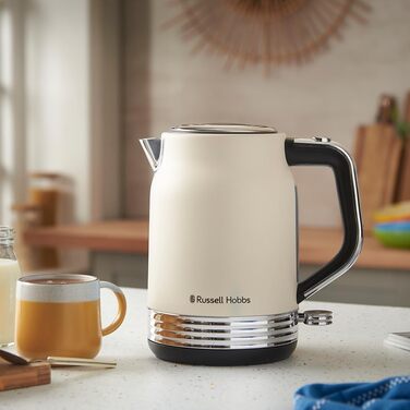Електричний чайник Russell Hobbs Hanley Retro Jasmine 1.7л, 2400W, нержавіюча сталь, кремово-білий, вінтажний дизайн
