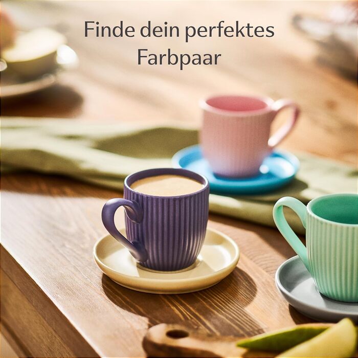 Набір еспресо-чашок Cosumy з підставками, 6 шт., 90 мл, пастельні кольори, смугастий малюнок, кераміка, придатні для миття в посудомийній машині та мікрохвильовій печі, сучасний набір мокко