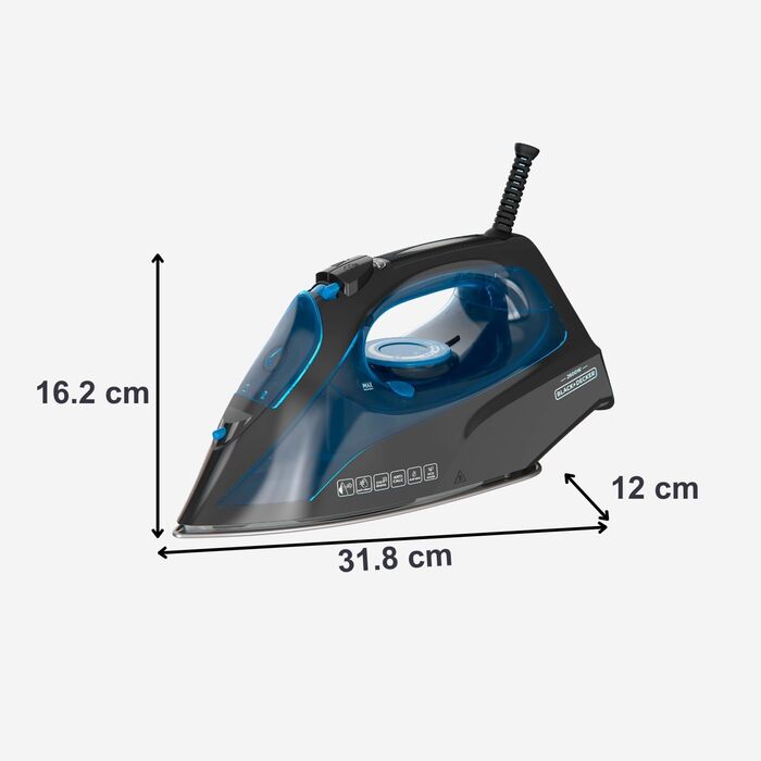 Відпарювач Black+Decker BXIR3000E | 3000 Вт | Керамічна підошва | 200 г/хв | Система захисту від накипу | Вертикальне відпарювання | Спрей