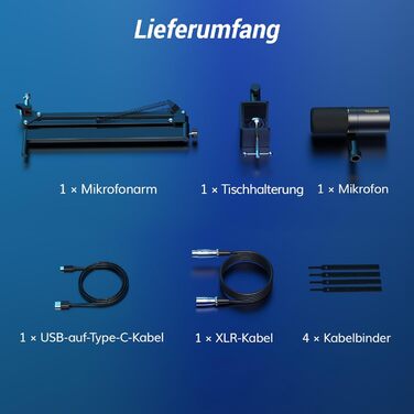 Мікрофон TONOR TD510+ для запису та стрімінгу: XLR/USB, динамічний, з кріпленням та кнопкою Mute, чорний