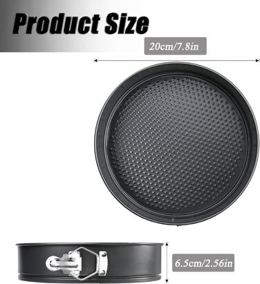 Форма для випічки SUJIBHI 20 см, вуглецева сталь з антипригарним покриттям, знімний дно, для чізкейків, брауні, тортів та випічки (1 шт.)