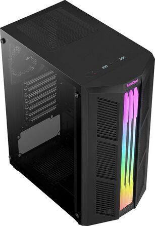 Корпус ПК Aerocool PRIME ATX з RGB підсвічуванням, загартоване скло, 12 см вентилятор, чорний