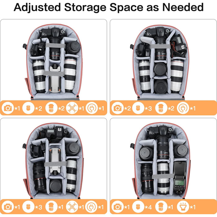 MOSISO Рюкзак для камери, DSLR/SLR/беззеркальна фототехніка, 15-16 дюймів, водонепроникний, з відділенням для штатива та ноутбука, сумісний з Canon/Nikon/Sony, (Пилно-рожевий)