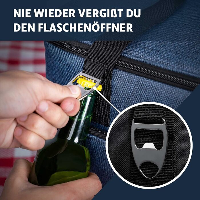 Термосумка 30л (складніша) з ізоляцією, 10-12 годин, з відкривачем, PEVA, для роботи, офісу, пікніка, покупок, будівництва (30л, блакитна)