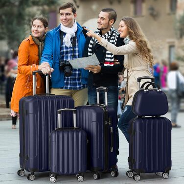 Набір валіз LEADZM 5 шт. з косметичною сумкою, жорсткий набір валіз-ролерів ABS з телескопічною ручкою, ручна поклажа (Турквіз)