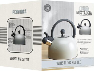 Чайник KitchenCraft Living Nostalgie, 1.3 л, індукційний, металевий, сірий