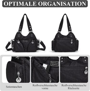 Сумка жіноча TIAASTAP Klein City Bag вінтаж чорна шкіряна через плече Hobo Bag з багатьма відділеннями