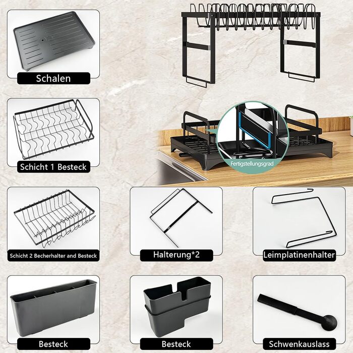 Сушарка для посуду 2-ярусна з піддоном, поворотний вилив, сушарка для посуду Abtropfgestell