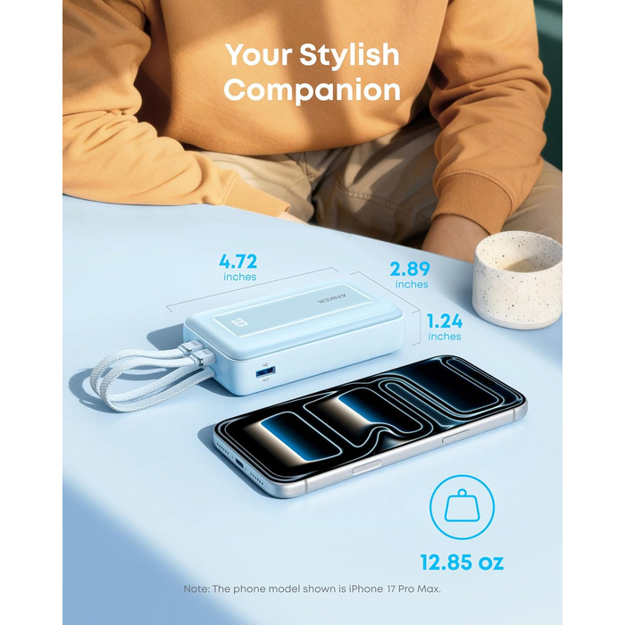Anker Zolo Powerbank 20000mAh 45W: портативний зарядний пристрій з USB-C кабелями для iPhone, Samsung Galaxy, MacBook