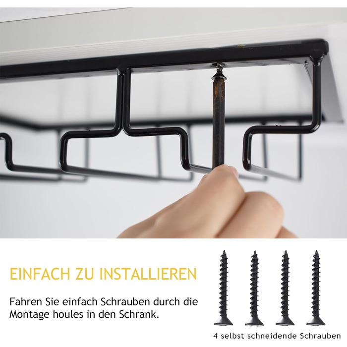 Стильна металева полиця для бокалів, підставка для бокалів, чорна полиця для зберігання бокалів, органайзер для кухні, бару (2 шт. з 2 підставками)