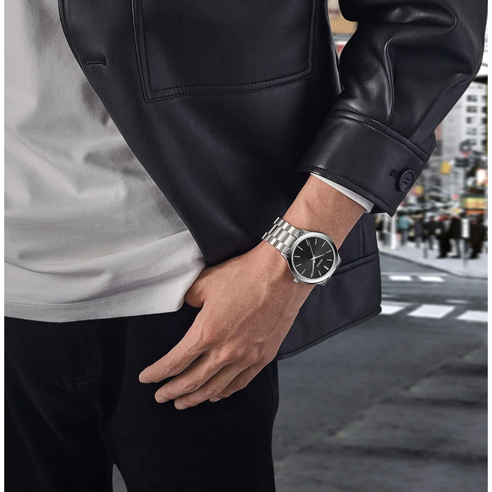 Чоловічий годинник BUREI чорного кольору, мінімалістичний кварцовий годинник з металевим ремінцем, діаметр 44 мм