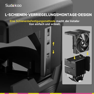 Система охолодження CPU Sudokoo SK700V AM5: Кулер для ПК з дисплеєм, 120мм вентилятор, 7 heatpipes, сумісний з AM5, безперешкодний доступ до RAM, 5 років гарантії, чорний