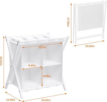 aboxoo 2-Pack Luggage Rack with Storage, Guest Room, Folding, Holds up to 54.4 kg, Space-Saving Suitcase Racks for Guest Rooms, Bedrooms, Hotel, Black (White, 2 Pieces)