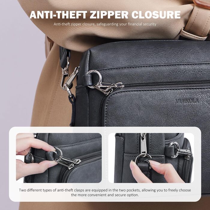 Сумка жіноча через плече MUIIKOLA кросбоді, екошкіра, регульований ремінець, темно-сіра (C-dunkelgrau)