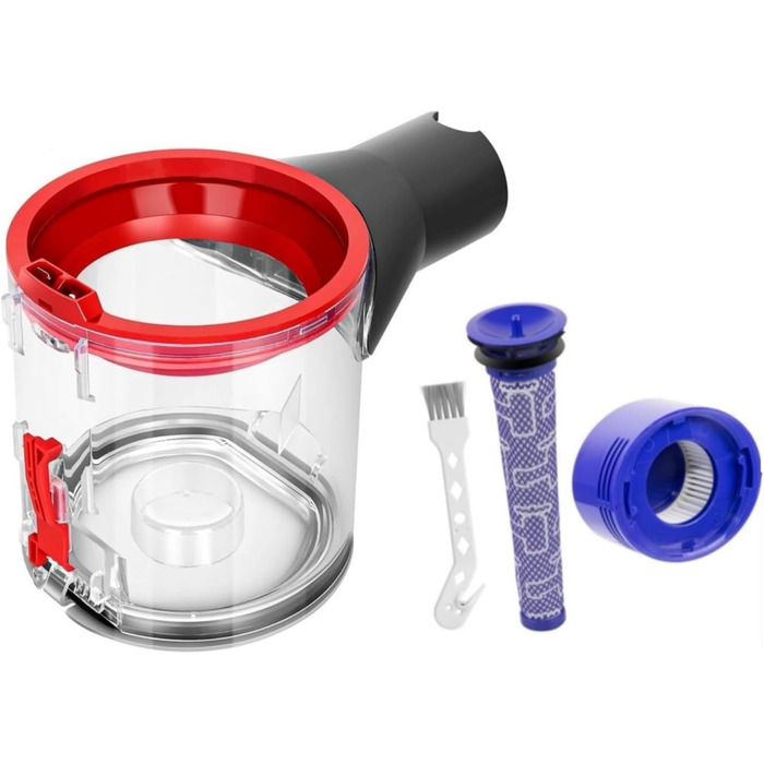 Прозорий контейнер для пилу Dyson V7 / V8, аксесуар для пилососа Dyson, з попереднім фільтром, фільтром та щіткою для очищення