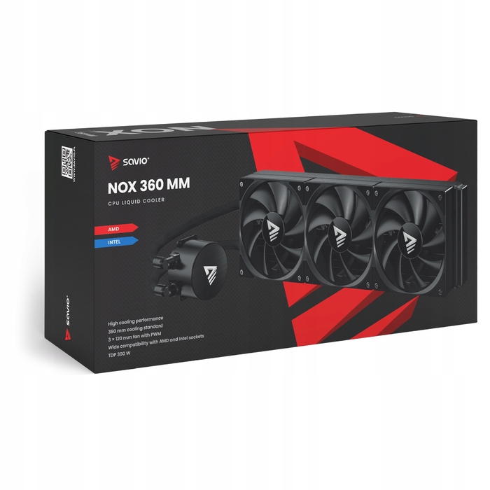 Рідинне охолодження процесора Savio NOX 360 мм, 3x120мм PWM 2550 RPM, Intel/AMD