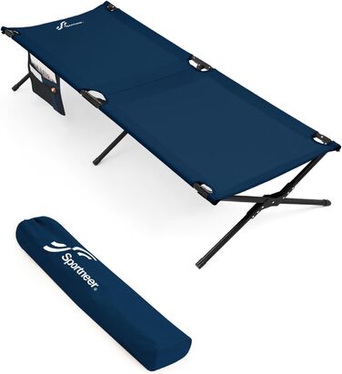 Розкладне ліжко Sportneer для кемпінгу та відпочинку на природі (199x73 см, блакитне)