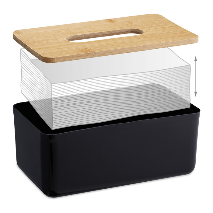 Relaxdays Cosmetic Tissue Box with Wooden Lid