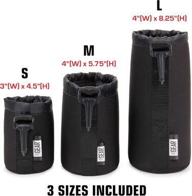 Чохол для об'єктива USA Gear FlexARMOR з неопрену (3 розміри), чорний