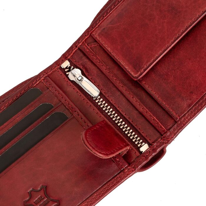 Чоловічий шкіряний гаманець Volmer з RFID-захистом, місткий (9+4 картки), Бордовий