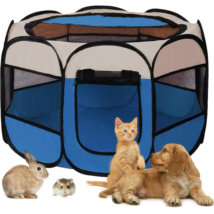 Клітка-забіг для цуценят та котів 114x114x59 см, клітка для тварин в квартиру, забіг для собак та котів, вольєр для кроликів та інших дрібних тварин (сірий)