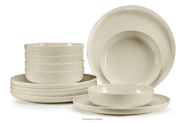 Обідній сервіз Konsimo Victo, бежевий глянцевий, набір тарілок на 6 осіб (12 предметів)