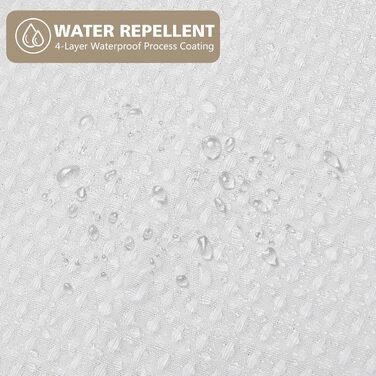 Штора для душу текстильна водонепроникна поліестер 180x200 см, біла з кільцями