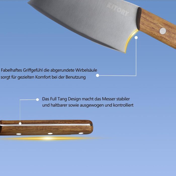 Kitory Mini Hackmesser: багатофункціональний ніж-топірець 10см для китайської кухні, ніж-топірець для стейків, маленький ніж з довгим руків'ям, 2024 подарунок