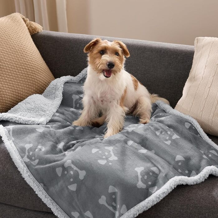 Водонепроникний коврик для собак BEDSURE великих порід - 127x102 см, миючий, з Sherpa Fleece, для захисту дивану, коврик для котів, сірий