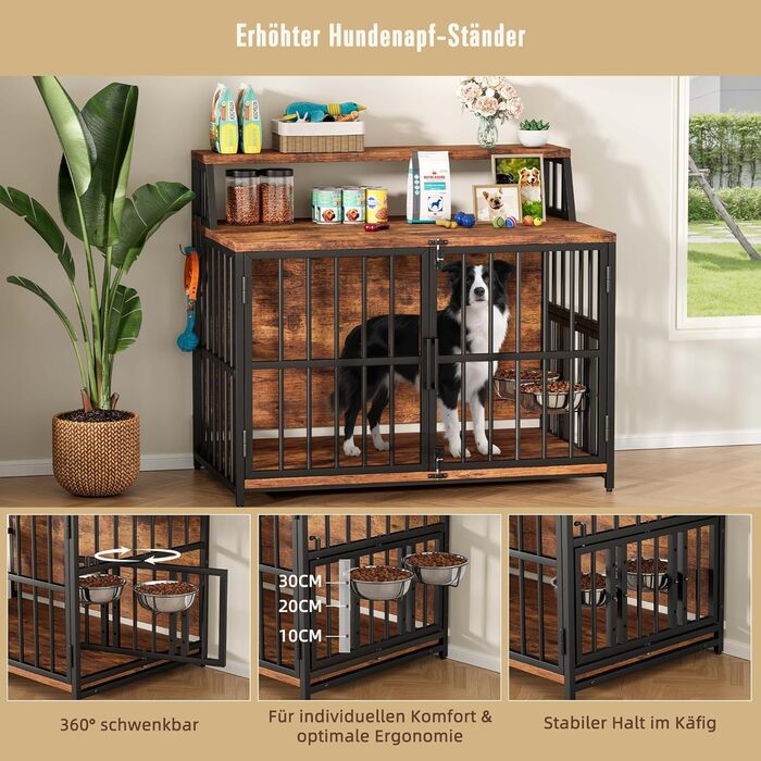 Будка для собак з дерева, 100x60x85 см, з годівницями, для собак до 35 кг, в стилі меблів