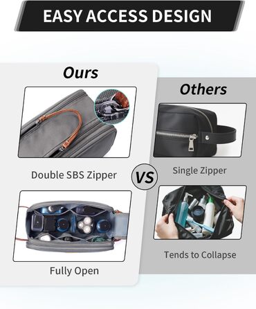 Чоловіча дорожня косметичка Ecohub, водонепроникна, з відділенням для мокрого одягу, з ремінцями, з перероблених матеріалів, з подвійною блискавкою (Синьо-зелений, Сірий)