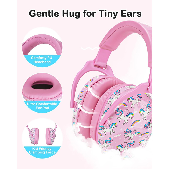 Навушники шумоізоляційні для дітей ZOHAN 030, 3-18 років, для дітей з аутизмом, для школи та концертів, рожевий єдиноріг