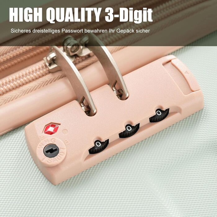 Набір валіз Merax (3 шт) з ABS-пластику, L-XL, з TSA-замком, розширюваний, з культурою та сумкою для подорожей (зелений)